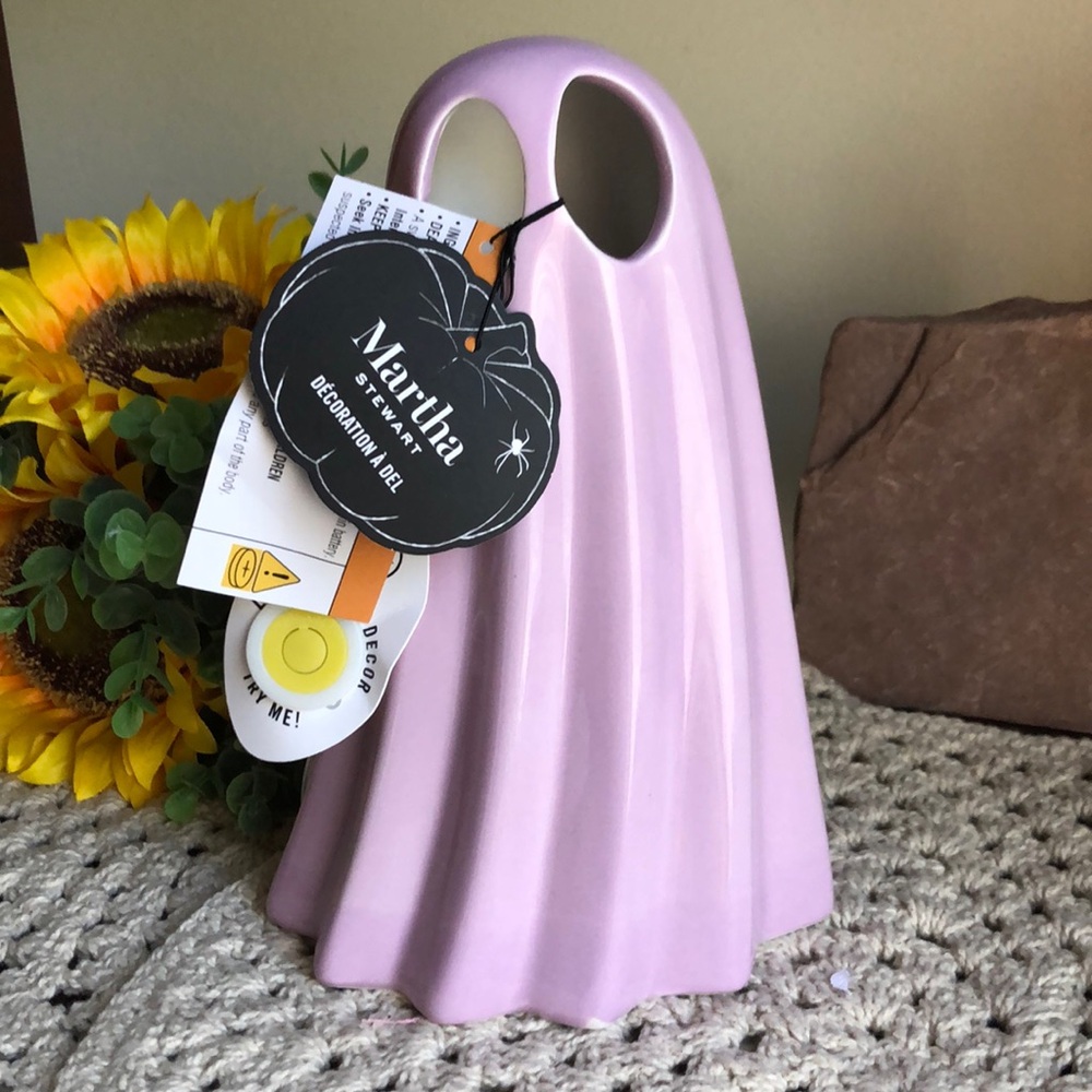 Martha Stewart Ceramic Purple Light Up Halloween Ghost Decor